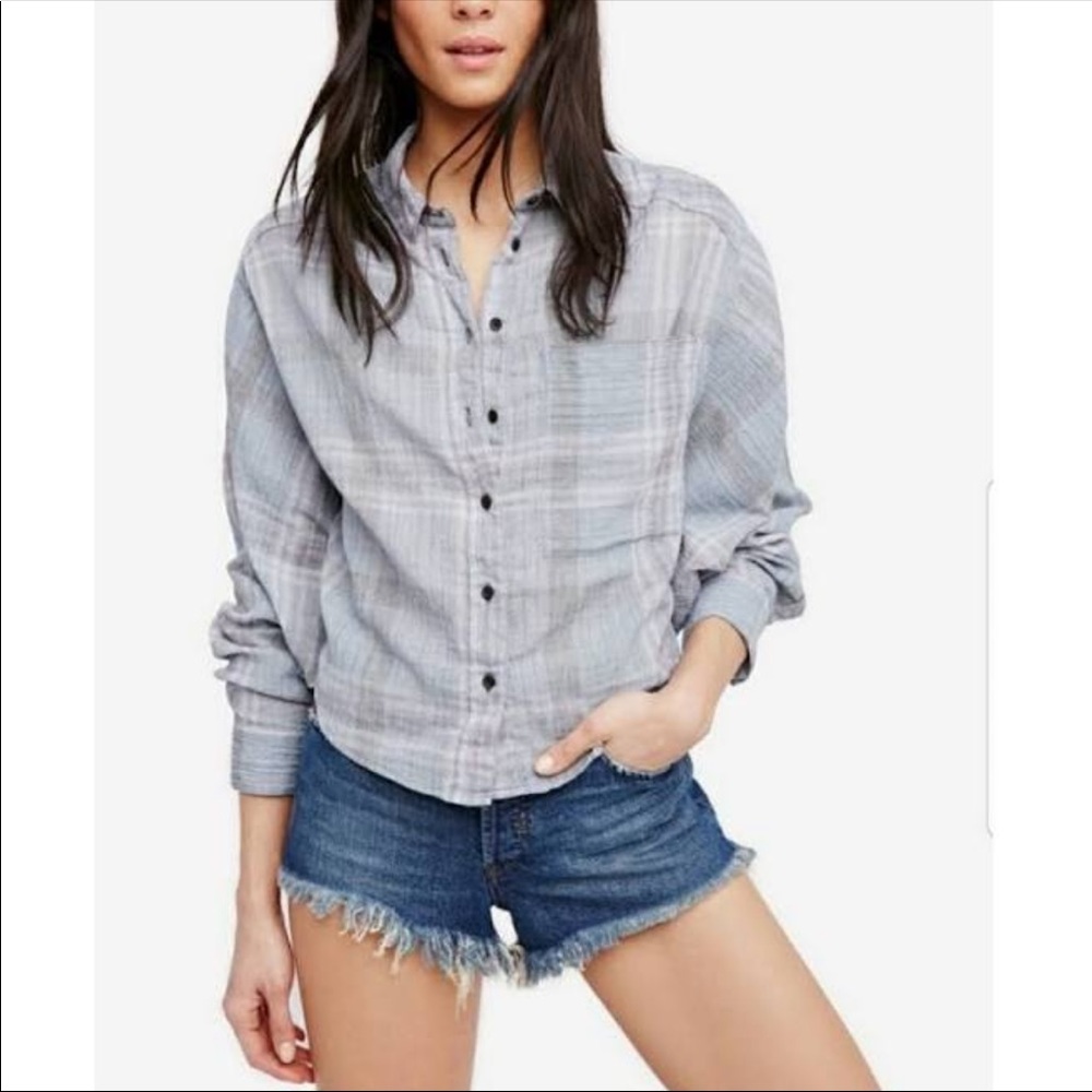 Free People 👕Doleman Sleeve Plaid Button Up👕